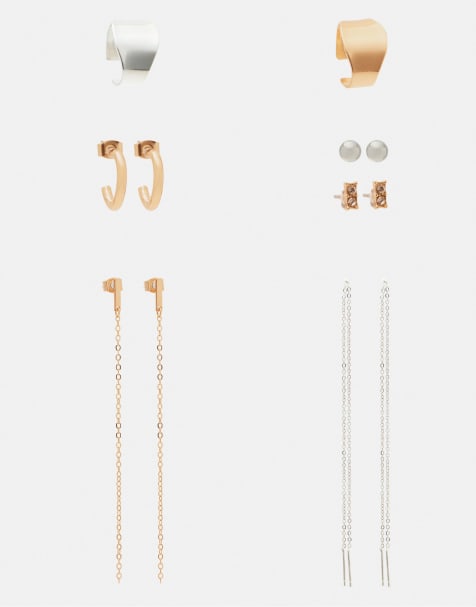 Pull&Bear - Lot de boucles d'oreilles - Doré - view 1