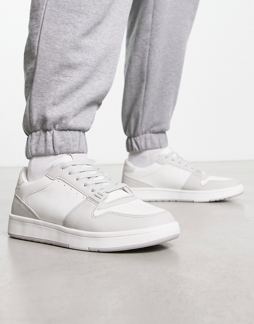 Pull & Bear low colourblock trainer in grey