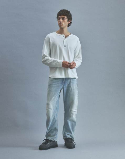 Pull&Bear Low-rise baggy jeans in medium blue - view 1