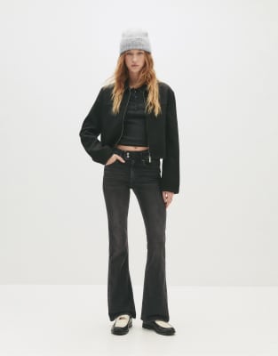 Pull & Bear Low-rise Bootcut Jeans In Black