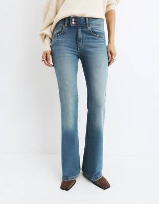 Pull & Bear Low-rise Bootcut Jeans In Blue