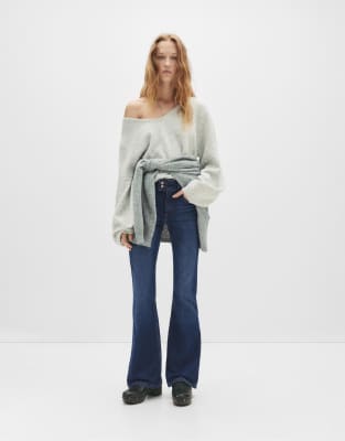 Pull & Bear Low-rise Bootcut Jeans In Blue
