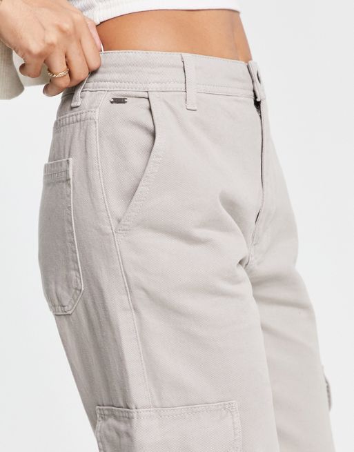 Pull&Bear Women's Pale Grey Cargo Pants
