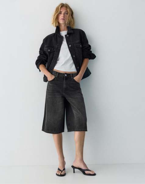 Pull&Bear Low-rise jorts in black