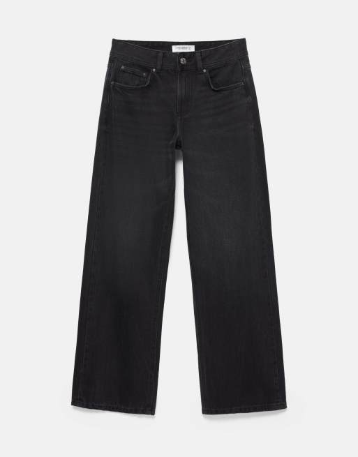 Pull&Bear Low-rise straight leg jeans in black tone, 6 of 7