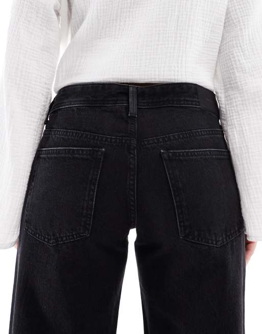 Pull&Bear low rise straight leg jeans in black