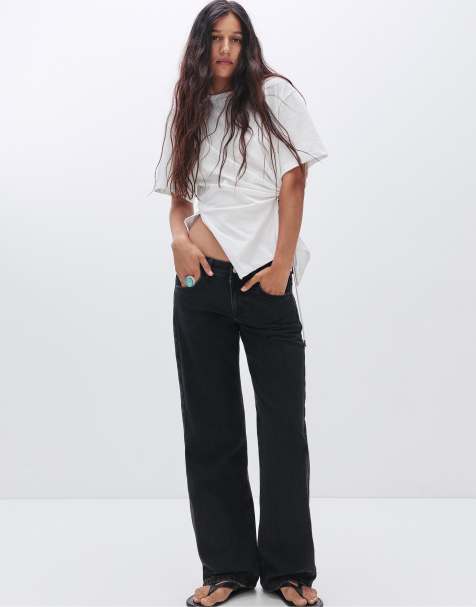 Pull&Bear Low-rise straight leg jeans in black - view 1