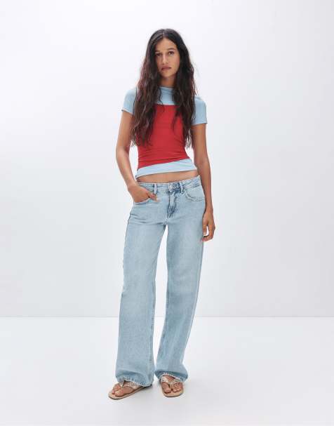 Pull&Bear Low-rise straight leg jeans in pale blue - view 1