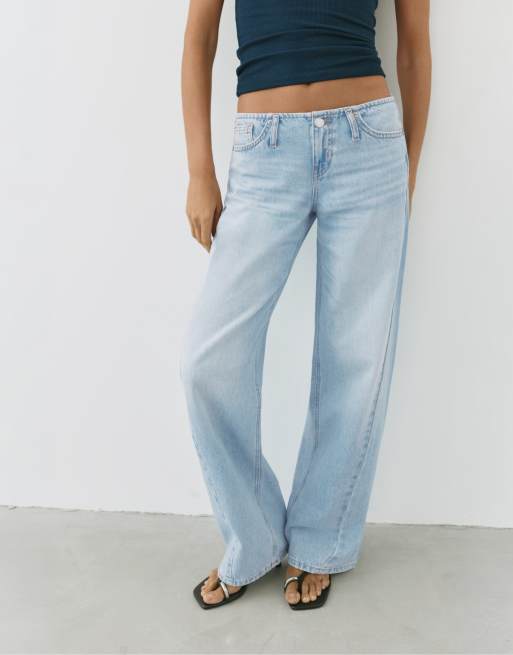 Pull&Bear Low-rise straight-leg jeans in pale blue, 3 of 7