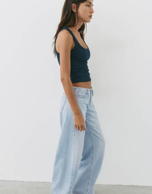 Pull&Bear Low-rise straight-leg jeans in pale blue, 5 of 7