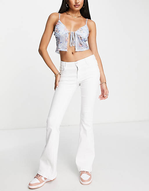 Pull&Bear low waist flare jeans in white