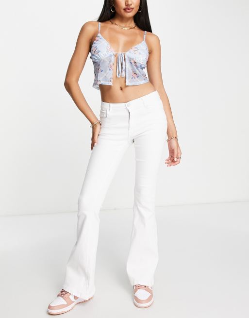 Low rise white cheap flare jeans