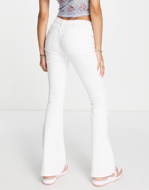 Pull&Bear low waist flare jeans in white