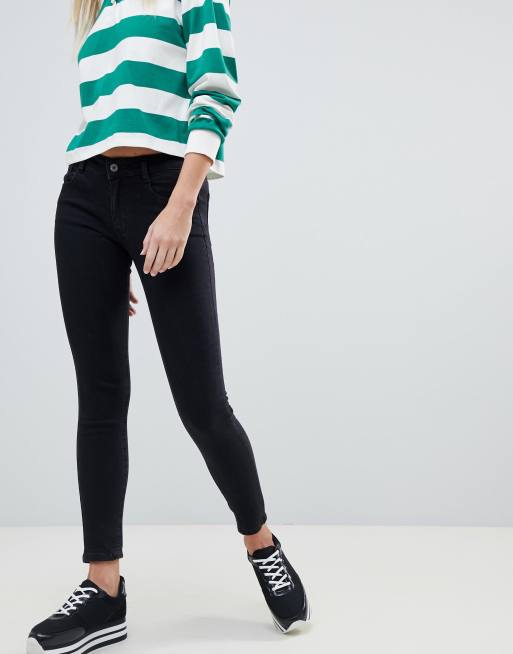 Pull&bear low waist skinny jean in black | ASOS