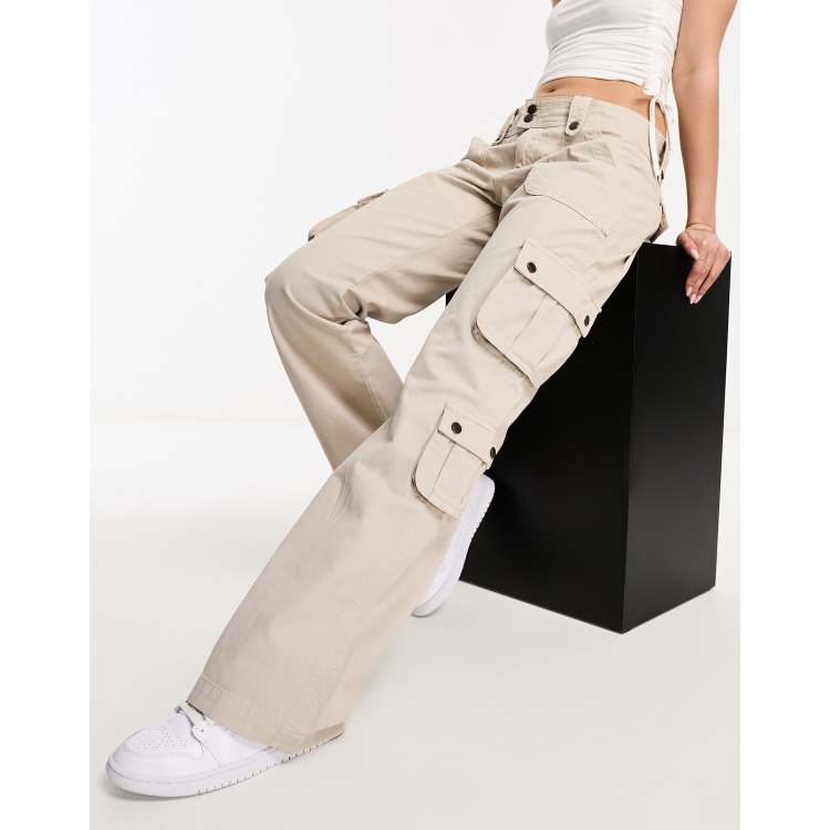 Tall White Linen Look Pocket Detail Cargo Pants