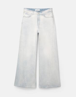Pull&Bear low waist wide leg jeans in blue - view 1
