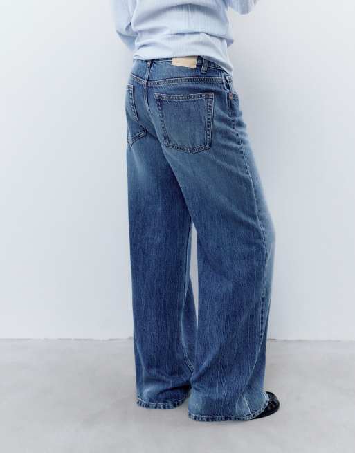 Pull&Bear Low-Waist Wide-Leg-Jeans in Dunkelblau, 2 von 7
