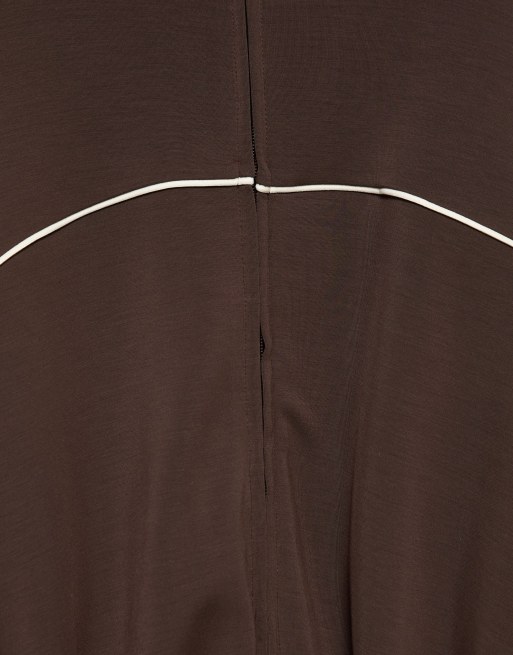 Pull&Bear løs jakke med kontrastkanter i brun, 2 af 3