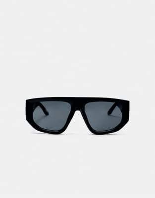 Pull & Bear - Lunettes de soleil aviateur à monture ail de chat - Noir M