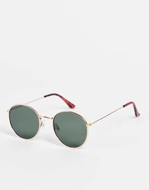 Pull Bear Lunettes de soleil aviateur rondes M tal dor et marron