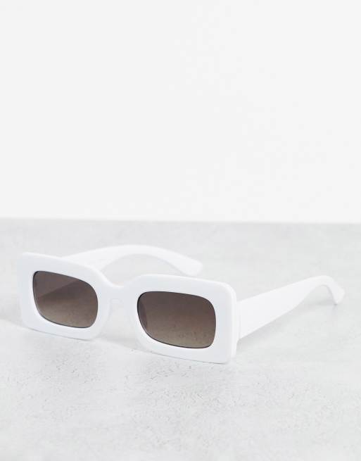 Pull Bear Lunettes de soleil carr es verres contrastants noirs Blanc