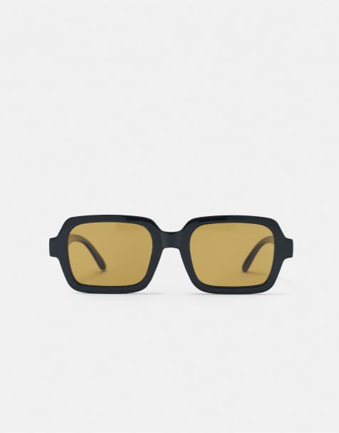 Pull&Bear - Lunettes de soleil carrées en résine - Noir - view 1