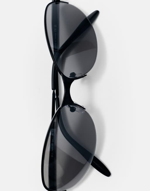 Pull&Bear lunettes de soleil ovales métalliques noires, 4 de 5