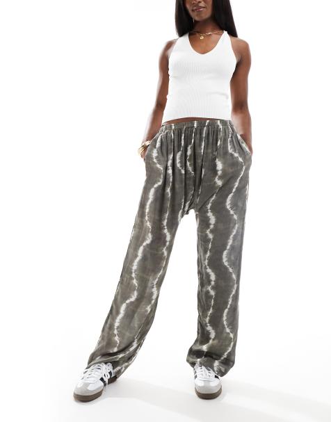 Pull&Bear – Luźne spodnie w kolorze khaki z efektem tie dye, część zestawu - view 1
