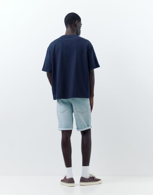 Pull&Bear - Lys indigoblå bermudashorts med flænger i denim, 3 af 4