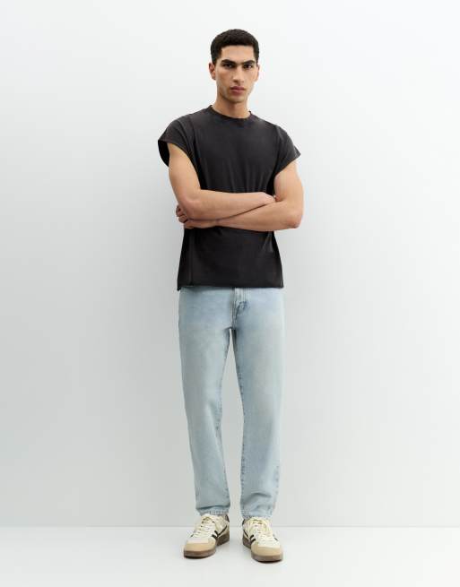 Pull&Bear - Lys indigoblå jeans i standard fit