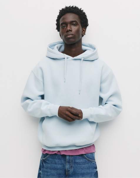 Pull&Bear - Lyseblå basis-hættetrøje - view 1