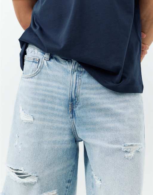 Pull&Bear - Lyseblå bermudashorts i denim med lige ben, 2 af 4