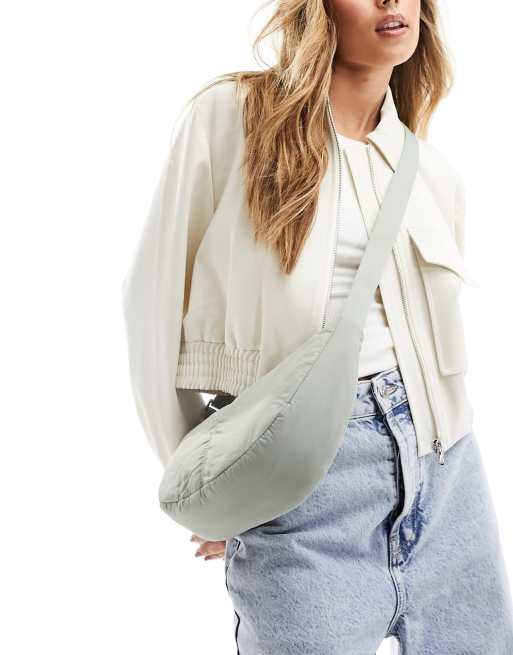 Pull&Bear - Lyseblå crossbody-taske i nylon