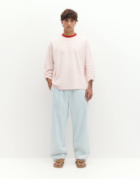 Pull&Bear - Lyseblå denim-joggingbukser - view 1