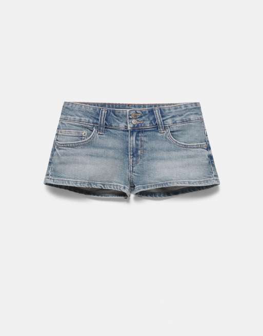 Pull&Bear - Lyseblå mini-denimshorts med to knapper, 4 af 6