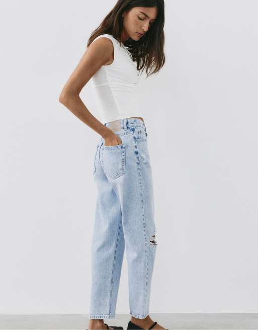 Pull&Bear - Lyseblå mom-jeans med flænger, 5 af 6