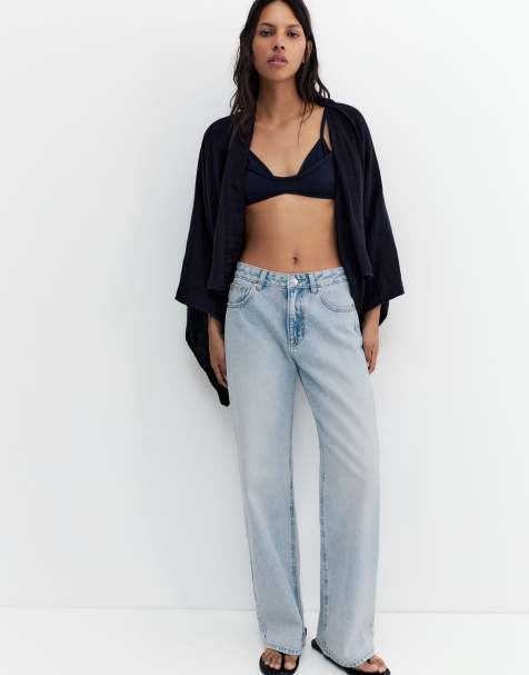 Pull&Bear - Lyseblå posede jeans med lige ben og rhinsten - view 1