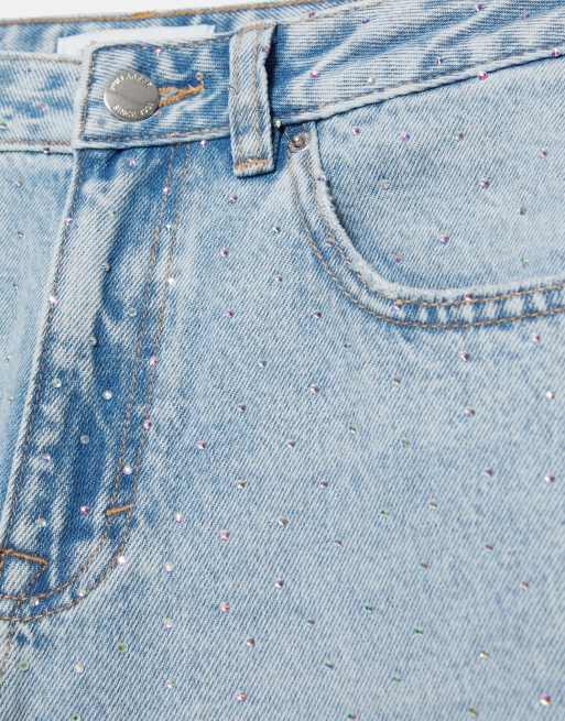 Pull&Bear - Lyseblå posede jeans med lige ben og rhinsten, 7 af 7