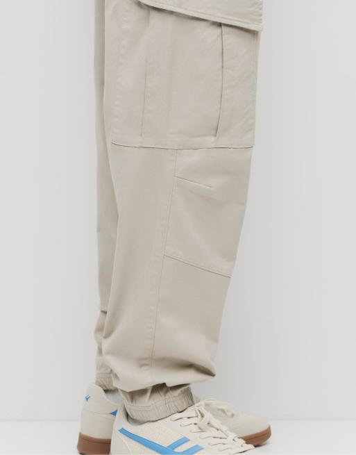 Pull&Bear - Lysegrå cargo-joggingbukser, 4 af 4