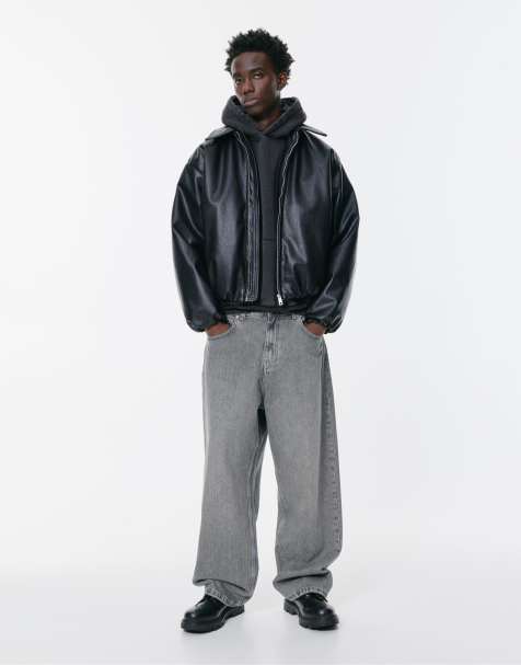 Pull&Bear - Lysegrå posede jeans i afslappet pasform - view 1