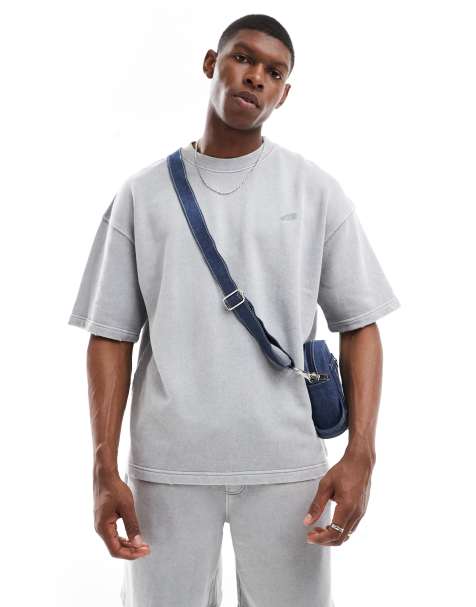 Pull&Bear - Lysegrå T-shirt i vasket jersey - Del af sæt - view 1