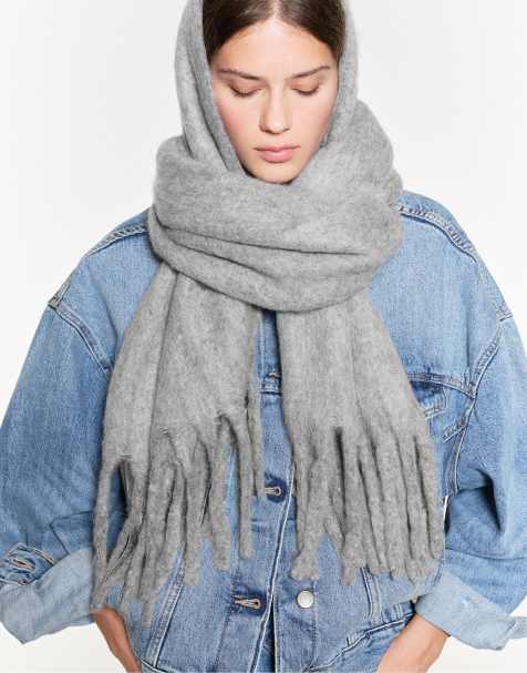 Pull&Bear - Lysegråt halstørklæde i mohair-look - view 1