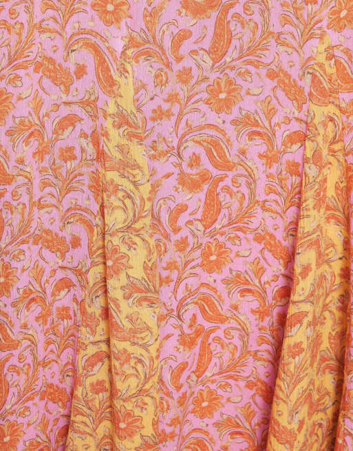 Pull&Bear - Lyserød midikjole med halterneck og print, 4 af 4