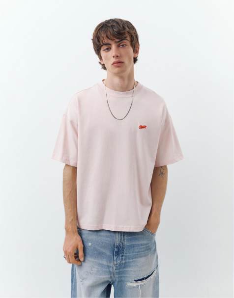 Pull&Bear - Lyserød oversized T-shirt med STWD-logo i firkantet pasform - view 1