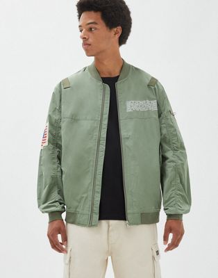 Pull&Bear MA1 bomber jacket in khaki