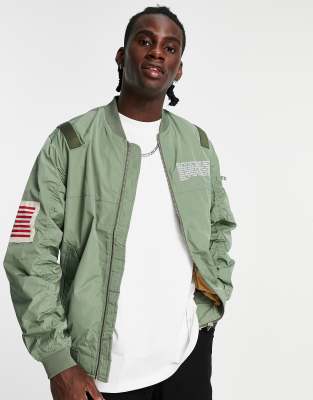 Pull & Ma1 Bomber Jacket In Khaki-green | ModeSens