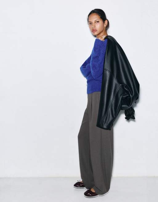 Pull&Bear maßgeschneiderte Hose mit Abnähern in Mittelgrau, 3 von 7
