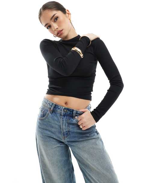 Pull&Bear - Maglia a maniche lunghe nera accollata - view 1