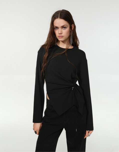 Pull&Bear - Maglia a maniche lunghe nera - view 1