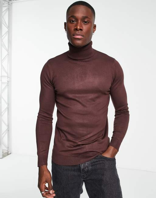 Pull&Bear - Maglione a collo alto bordeaux